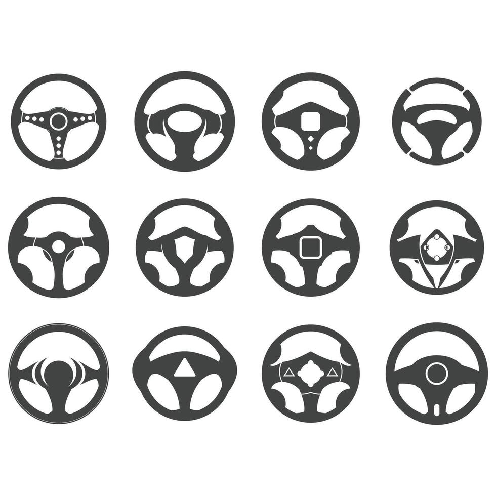 Steering wheel logo vector illustrations
