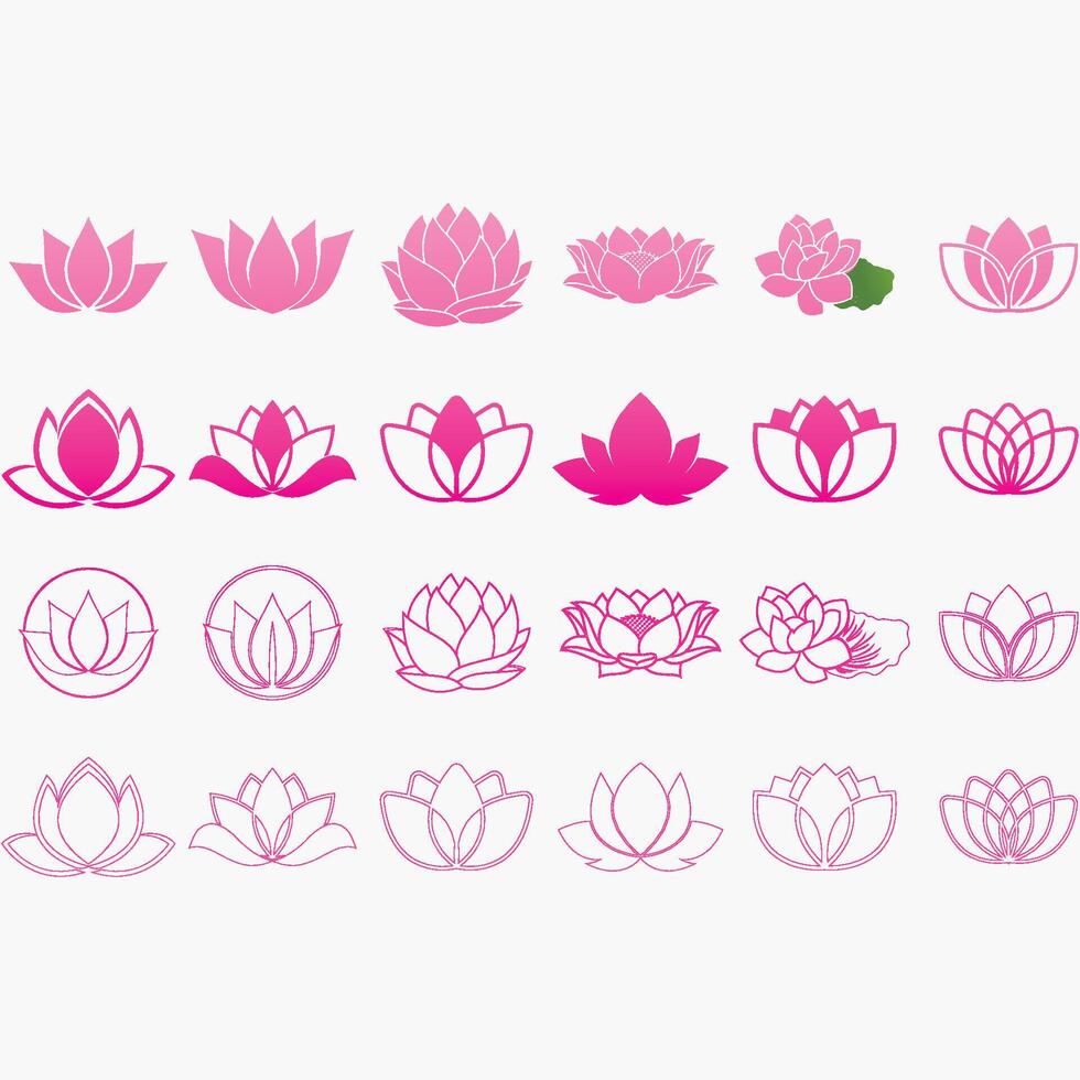 collection of lotus flower logos vector