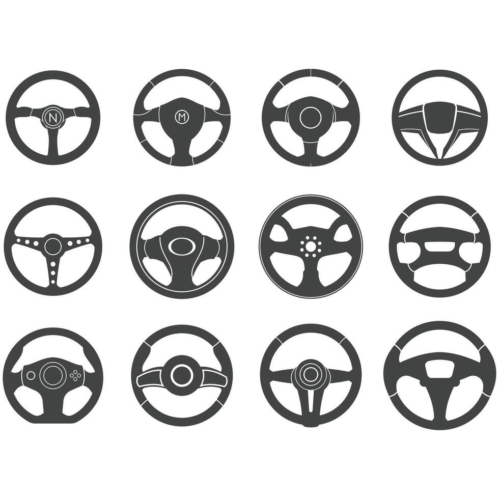 Steering wheel logo vector illustrations