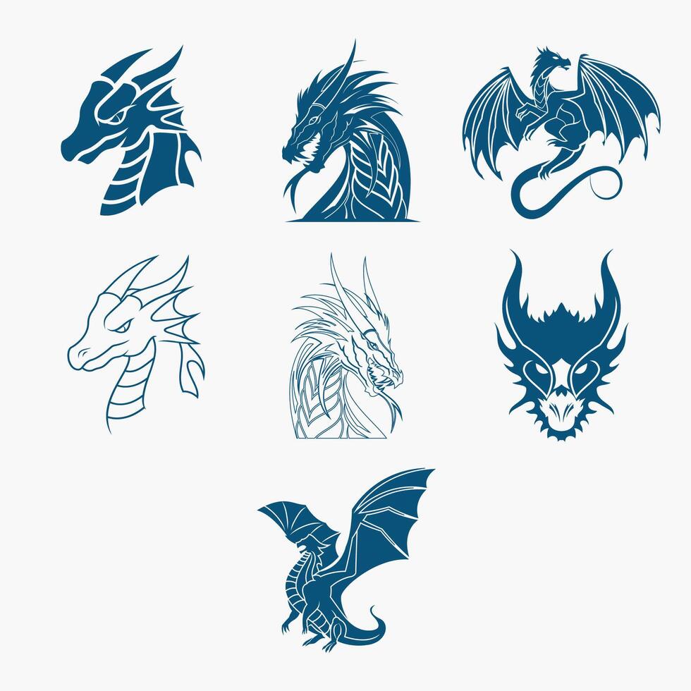 collection of dragon logos vector