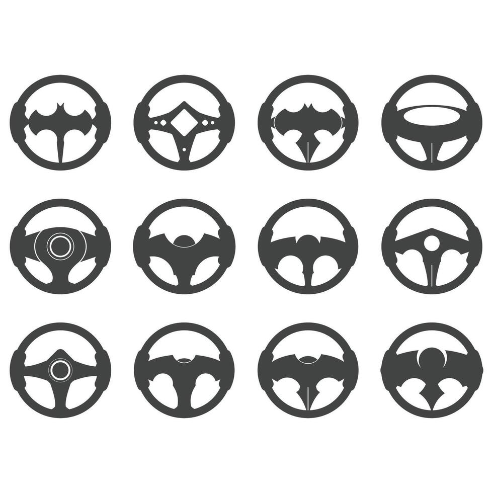 Steering wheel logo vector illustrations