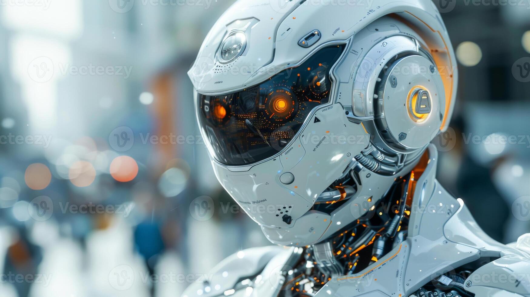 AI Generated A robot constructed from plastic details and programmed on a computer, robotics. E-learning. Modern teaching technology. photo