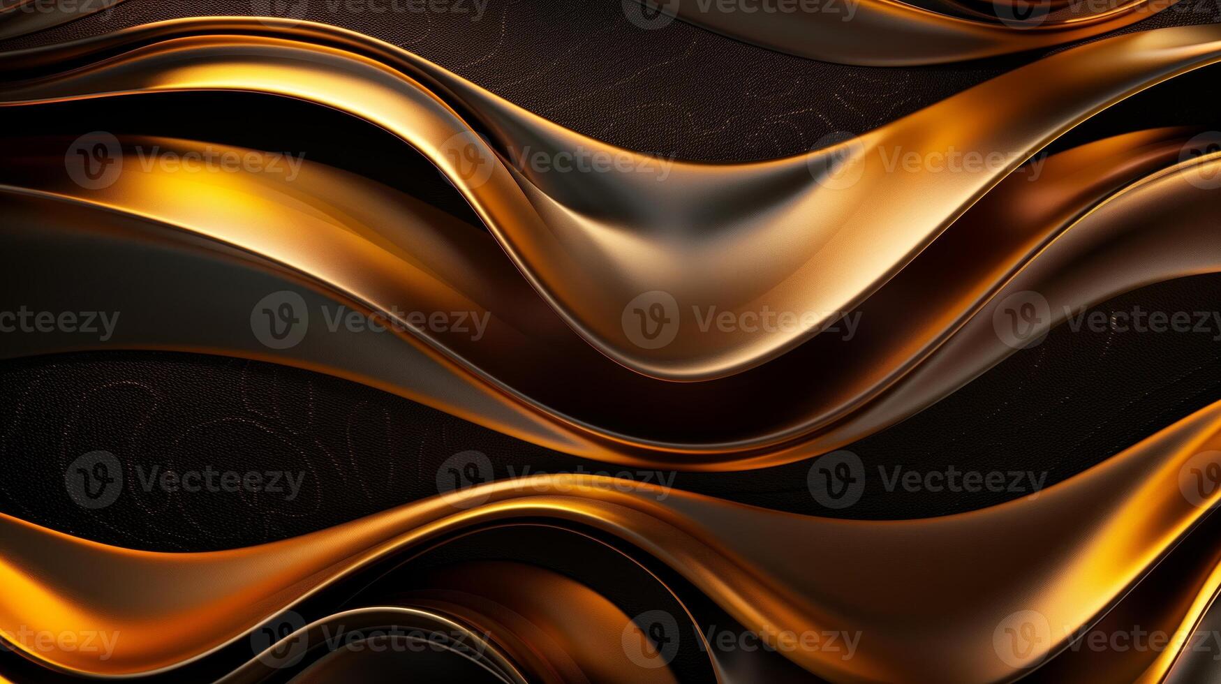 AI generated An abstract wallpaper with golden and dark waves, in the style of precisionist lines, flickr, glowing lights. Background, texture. Generated by artificial intelligence. photo