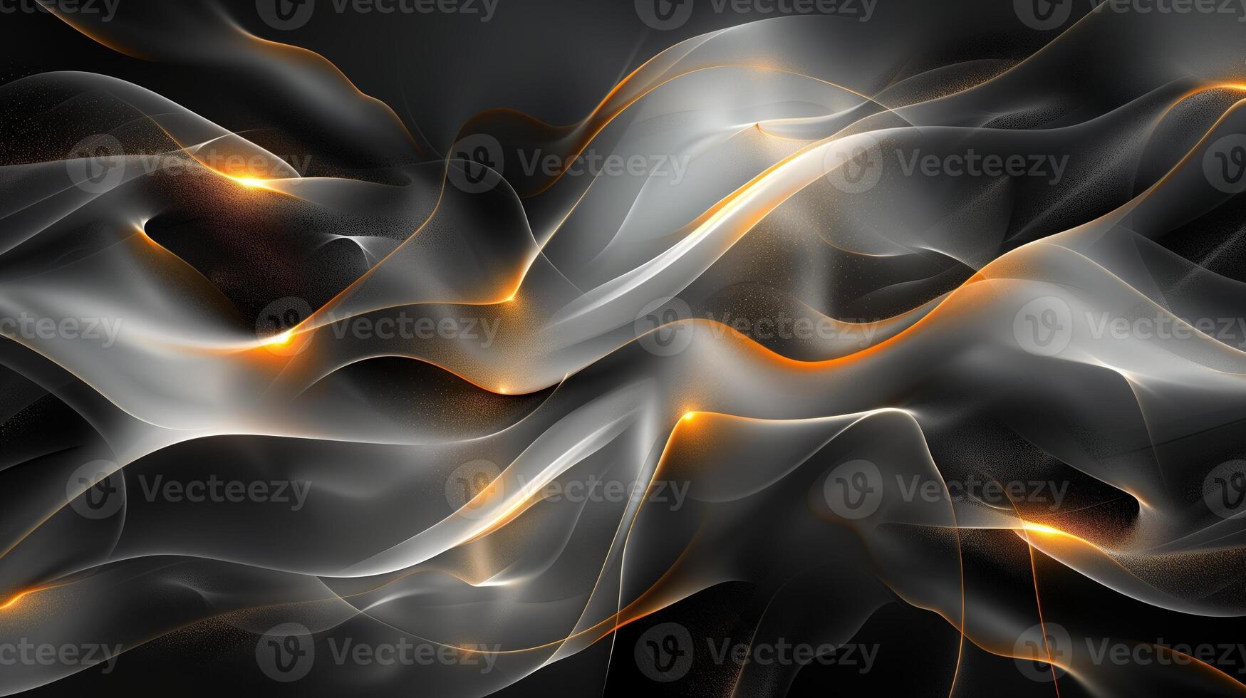 AI generated An abstract wallpaper with golden and dark waves, in the style of precisionist lines, flickr, glowing lights. Background, texture. Generated by artificial intelligence. photo