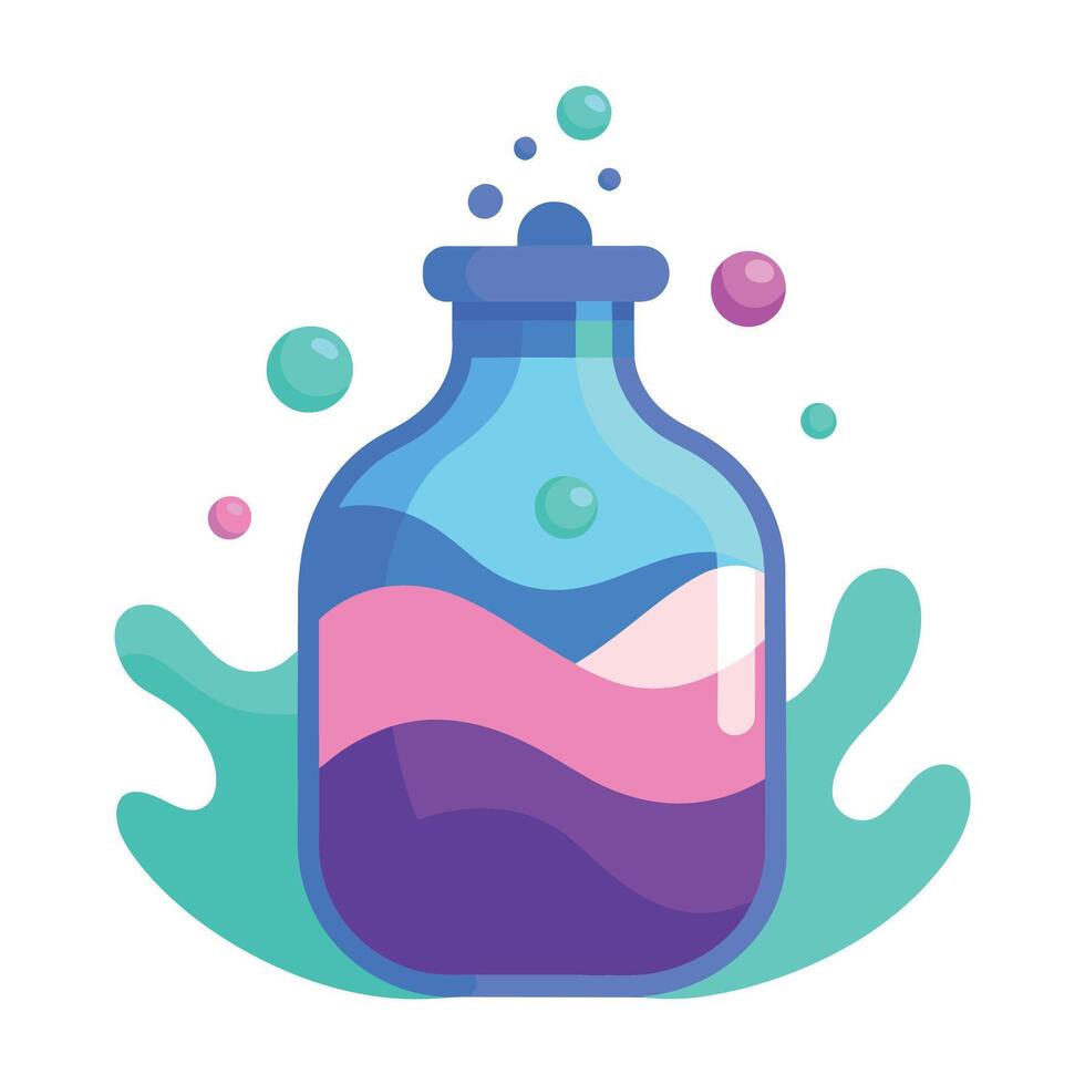 Liquid bottle flat vector illustration on white background