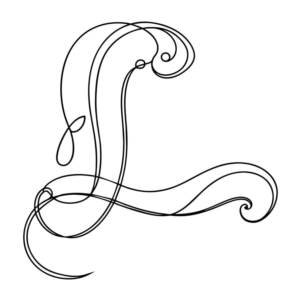 L alphabet line art vector illustration
