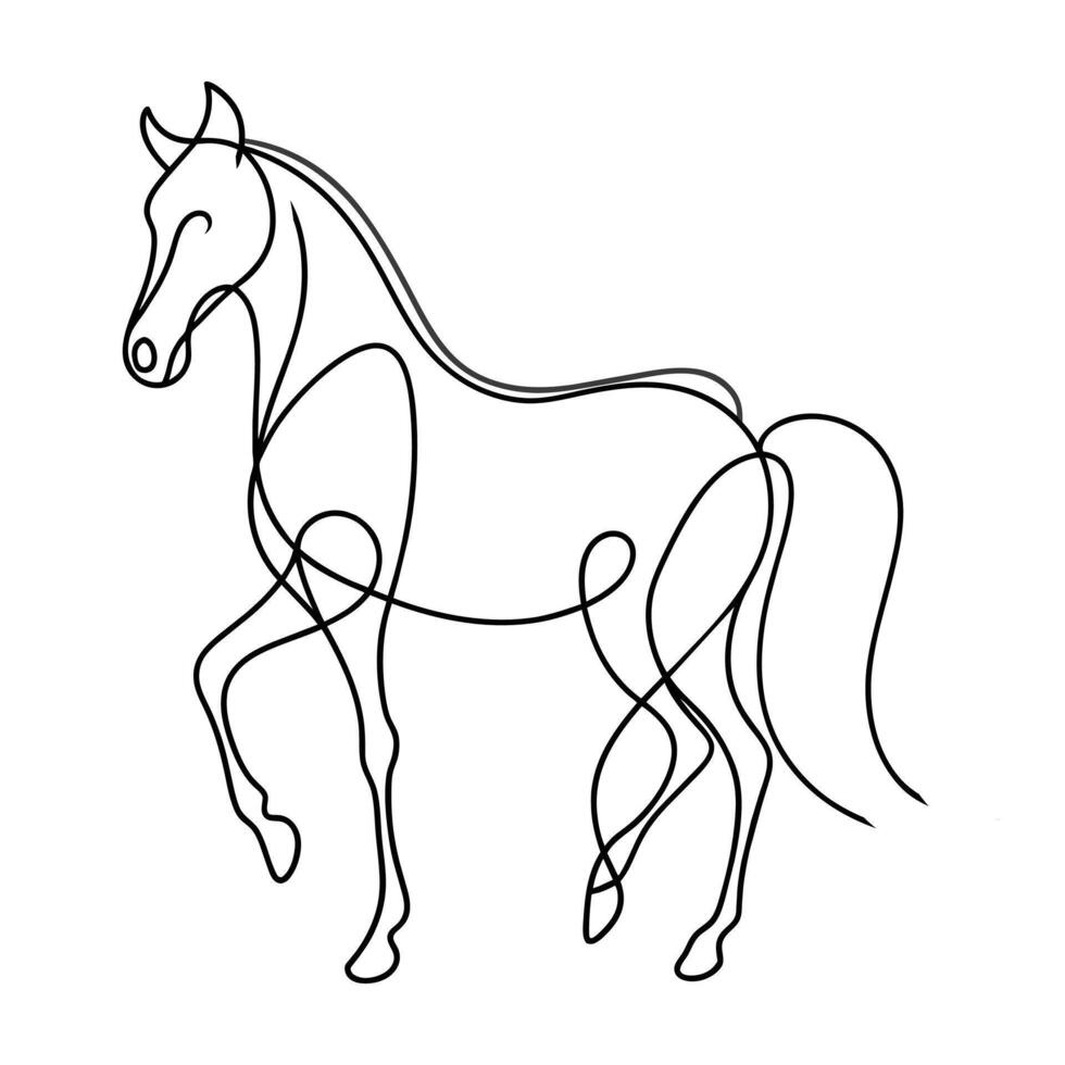 ilustración de vector de arte de línea de caballo