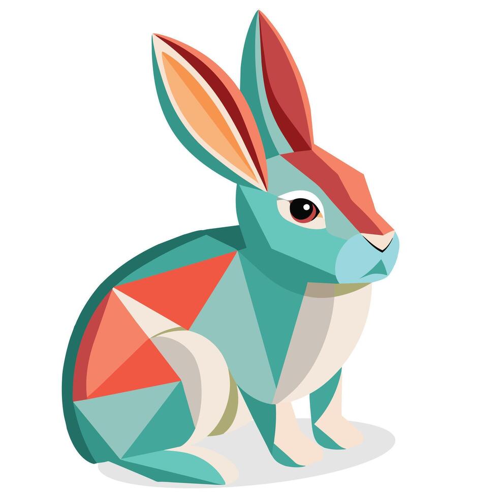 Rabbit triangle shape vector illustration