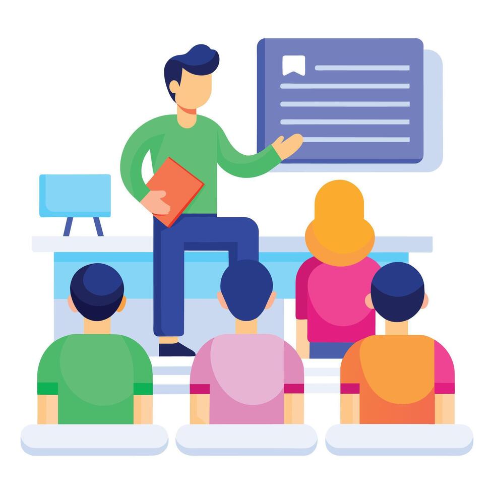 Advice in classroom flat vector illustration