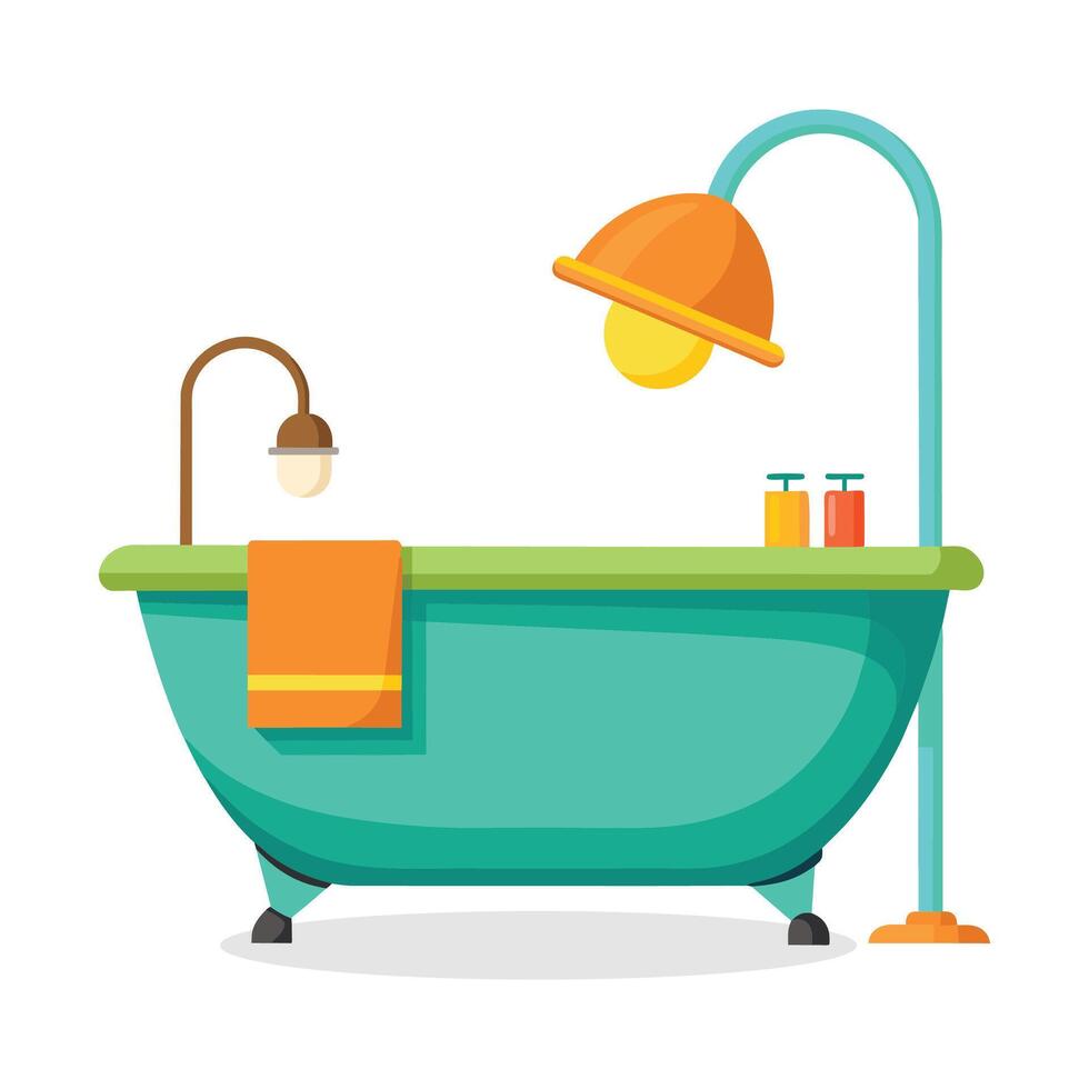 Bathtub flat vector illustration on white background.