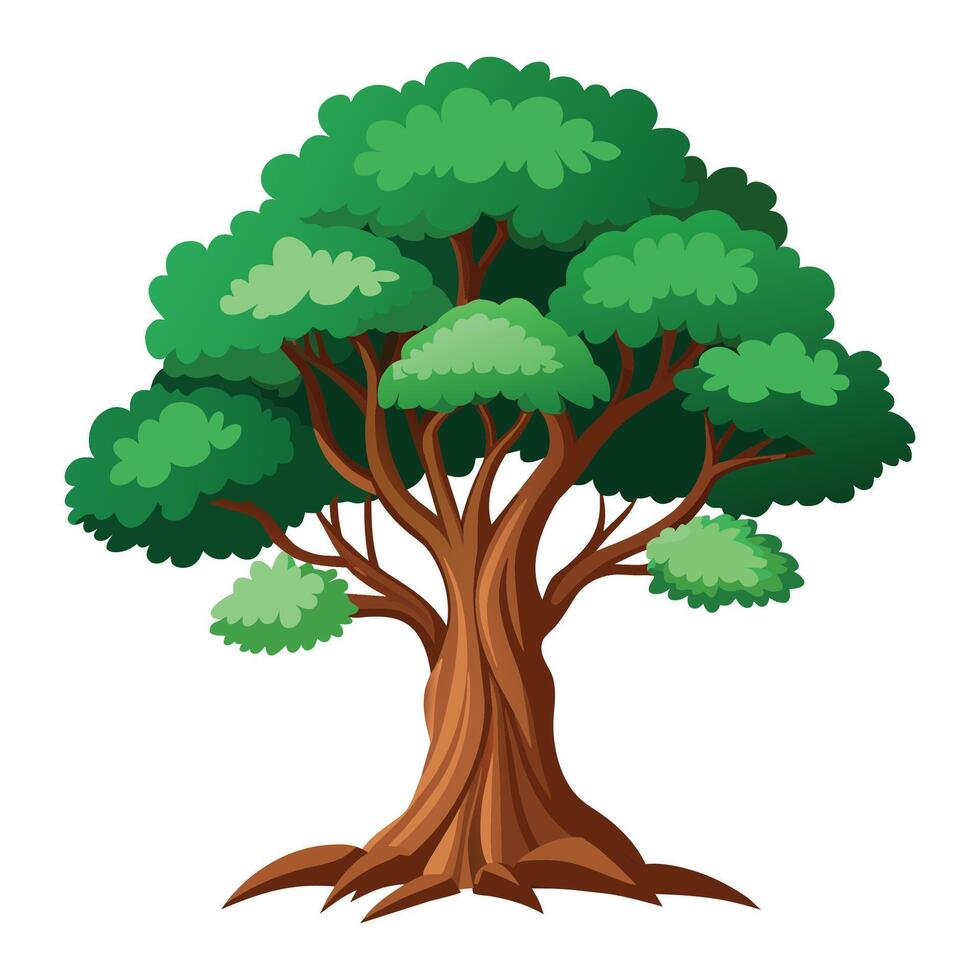 Banyan tree Isolated flat vector illustration.