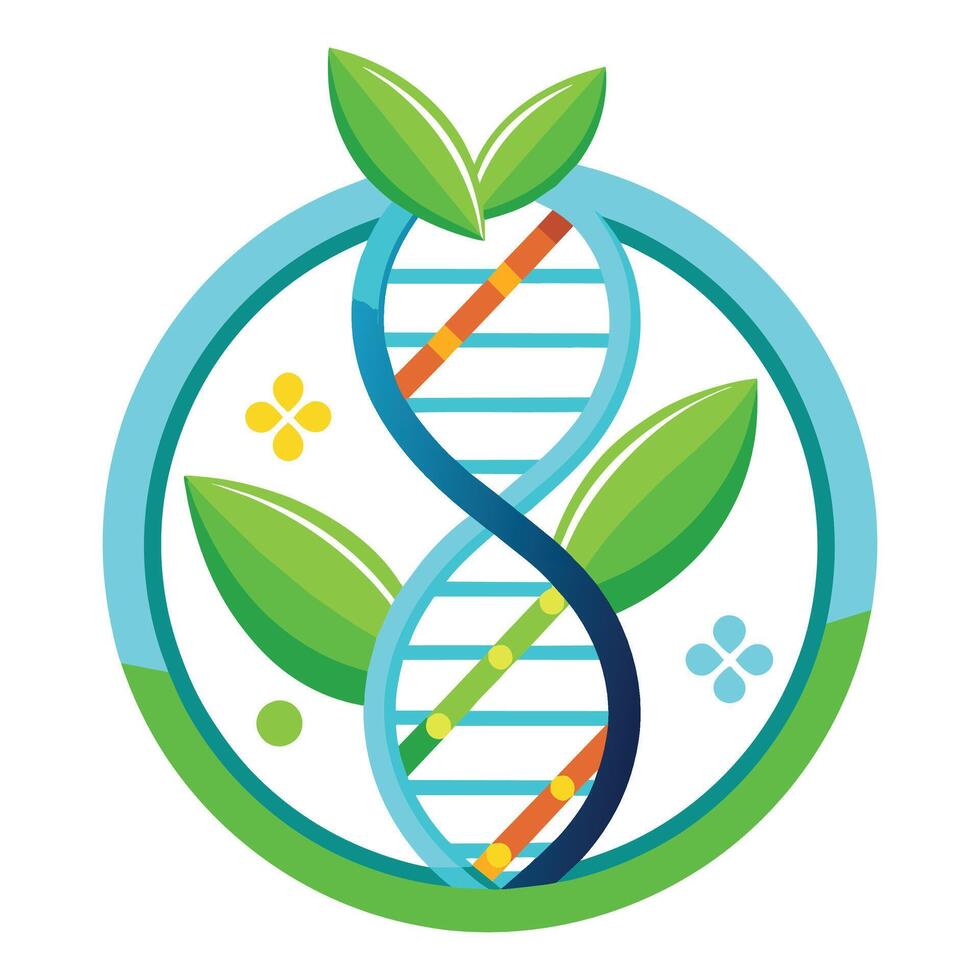 Biology Green leaves minimal flat vector illustration