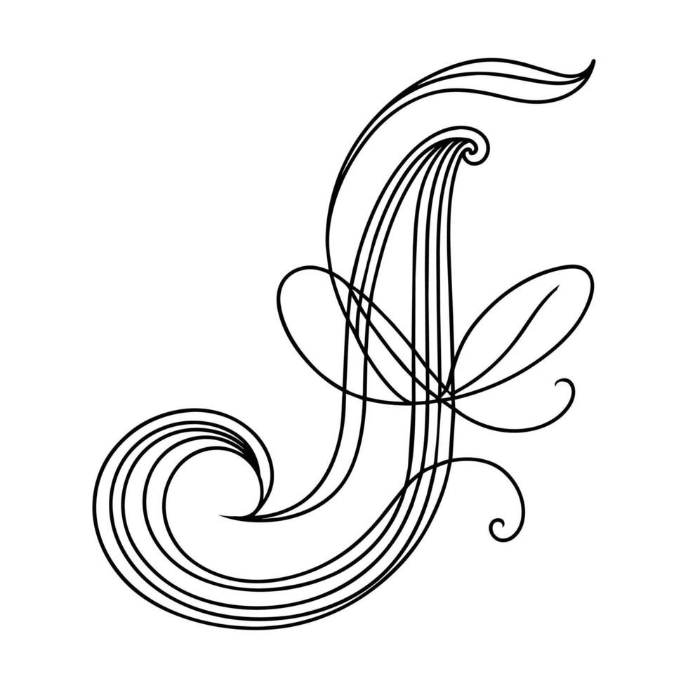 J alphabet line art vector illustration