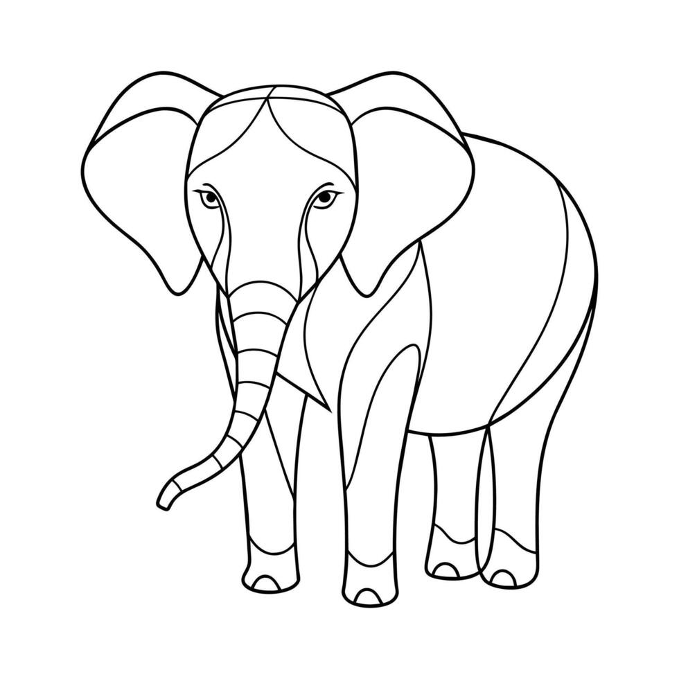 Indian elephant line art vector illustration