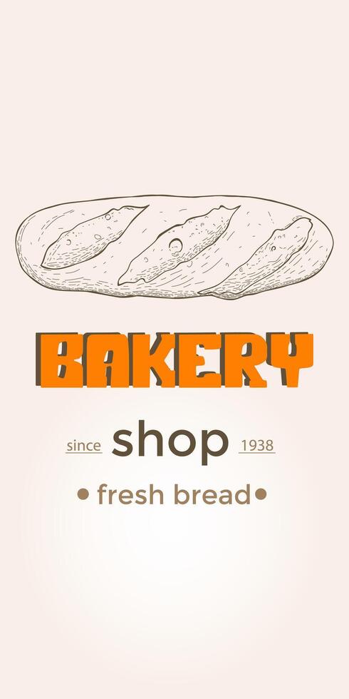 Baguette bread top view sketch drawing. Hand drawn engraving style bakery shop product. Fresh morning baked food vector illustration for menu design, labels and packaging.