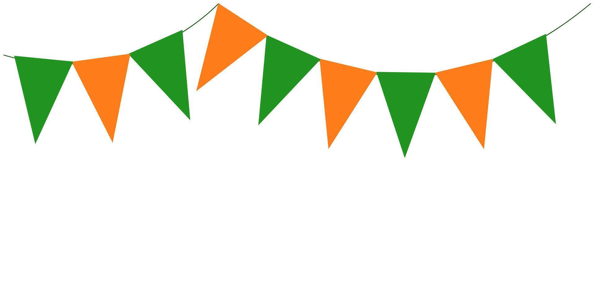 Happy St. Patrick's day banner template. bunting garland backdrop with place for your text. Vector illustration isolated on white