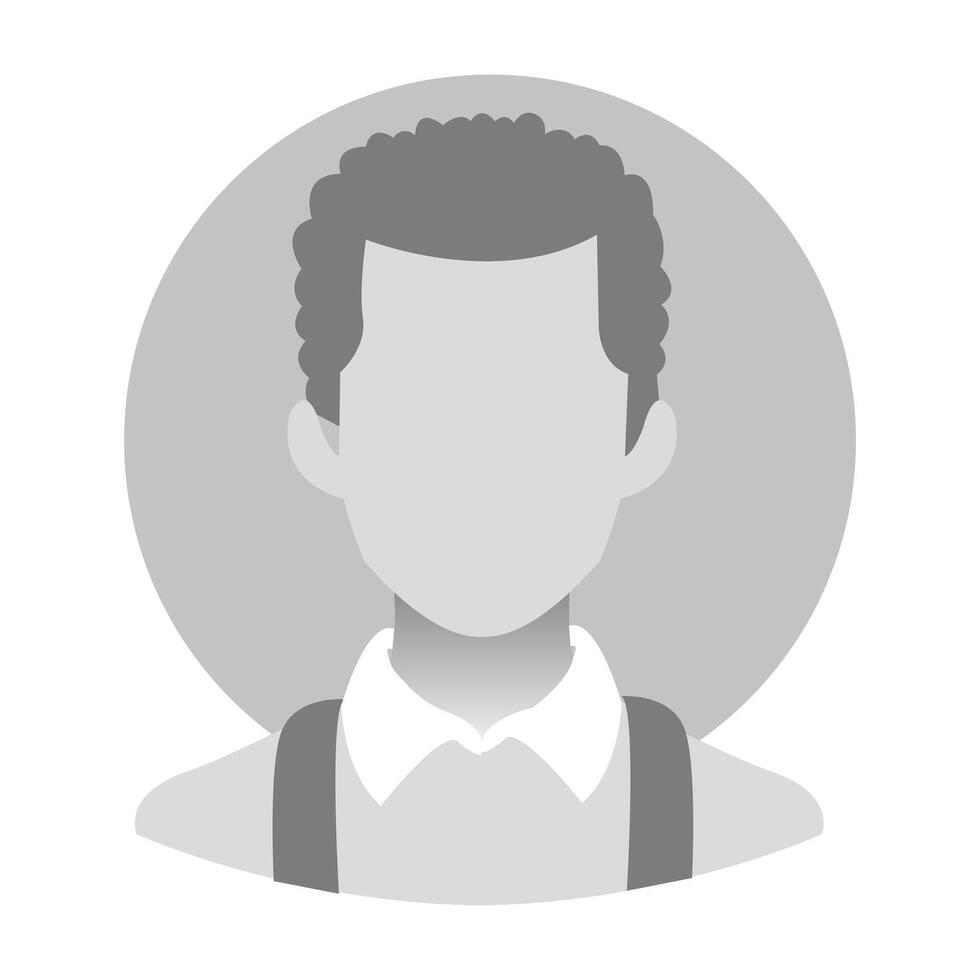 Male Default Placeholder Avatar Profile Gray Picture Isolated on White Background. Person Placeholder Image Man Silhouette Picture. For Your Design. Vector illustration