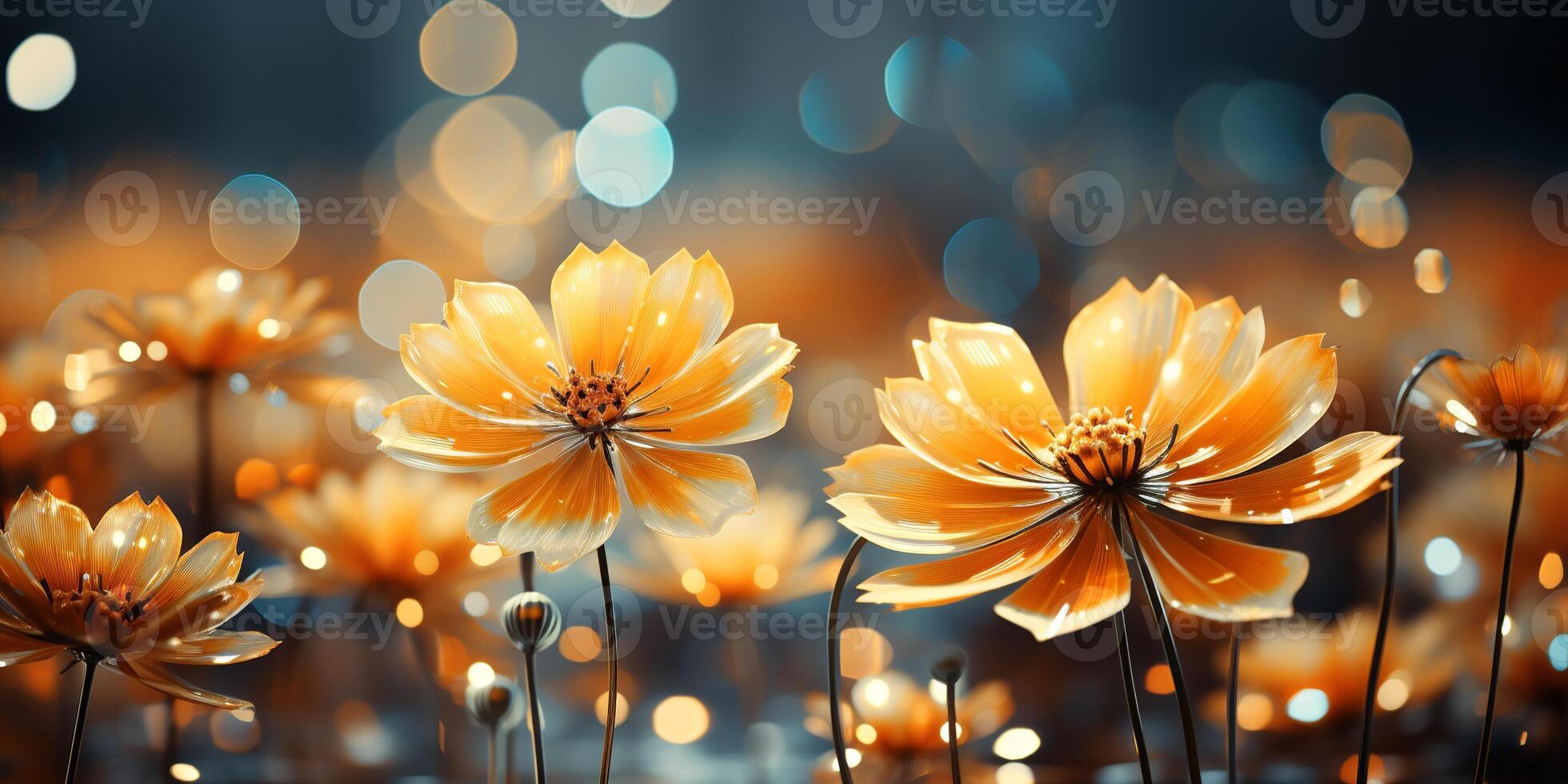 AI generated Autumn Yellow soft color flowers in the garden photo