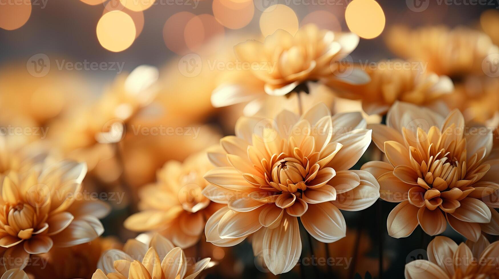 AI generated Autumn Yellow soft color flowers in the garden photo