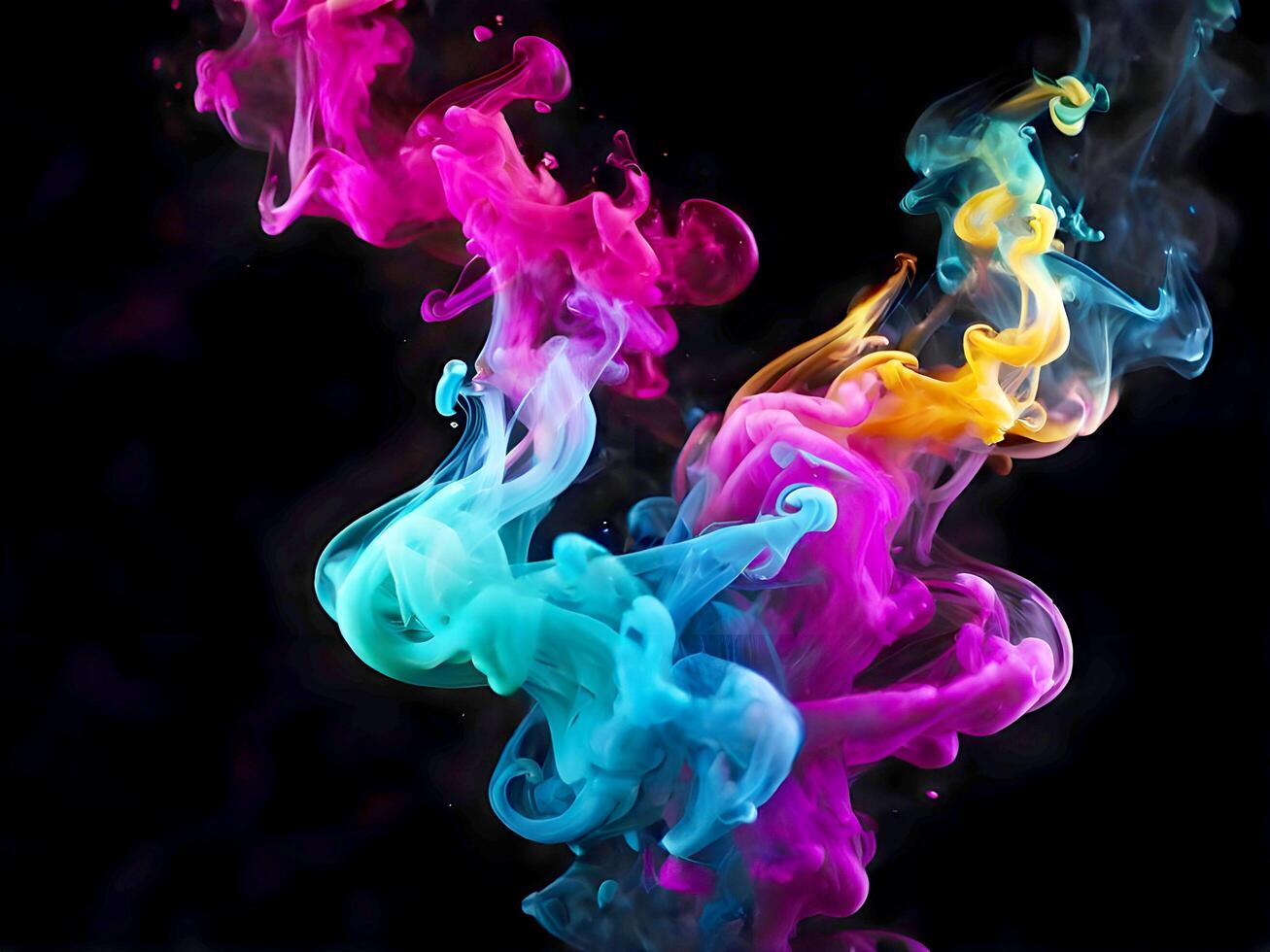 AI generated Transparent colorful smoke isolated background. photo