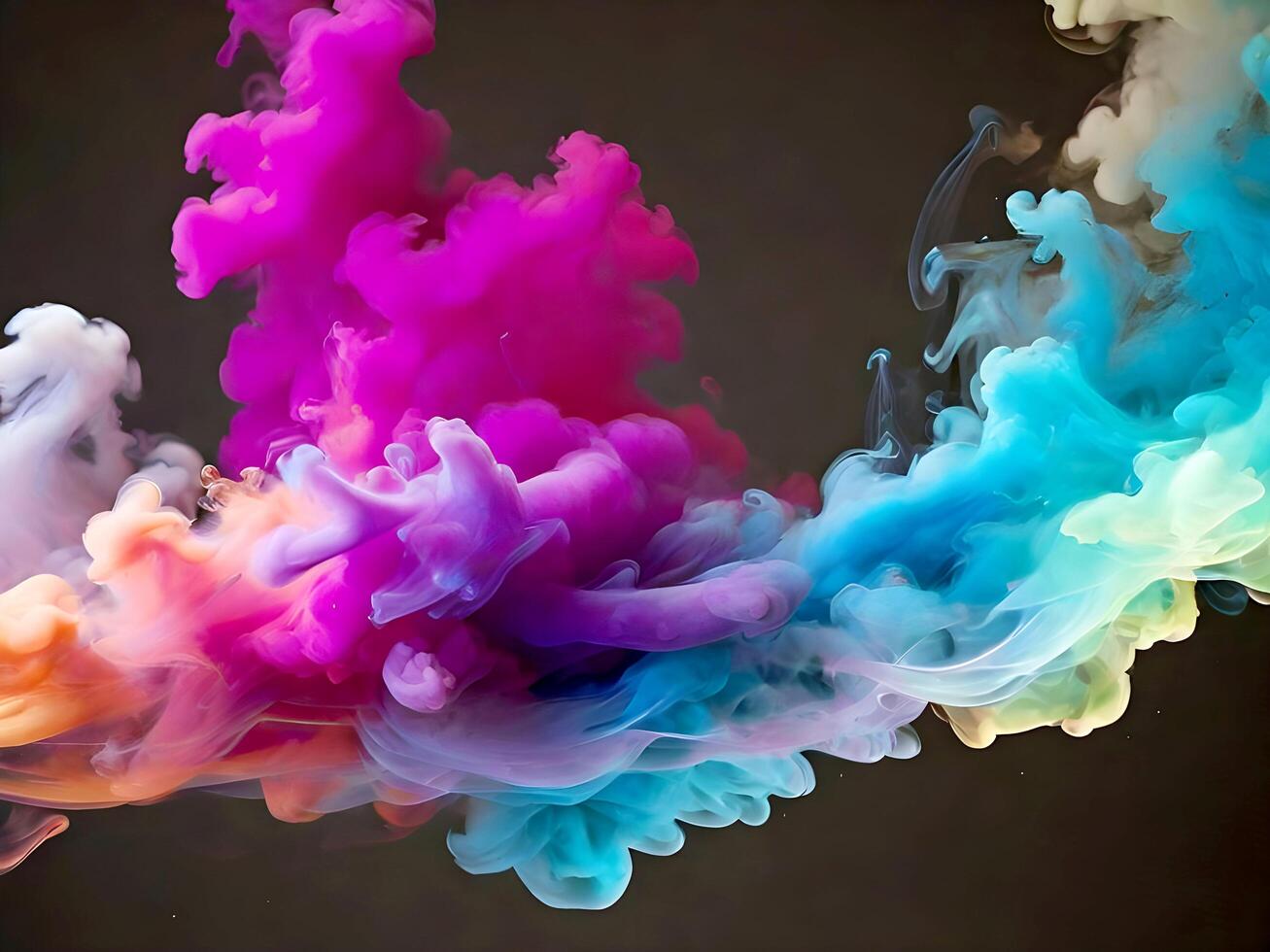 AI generated Transparent colorful smoke isolated background. photo