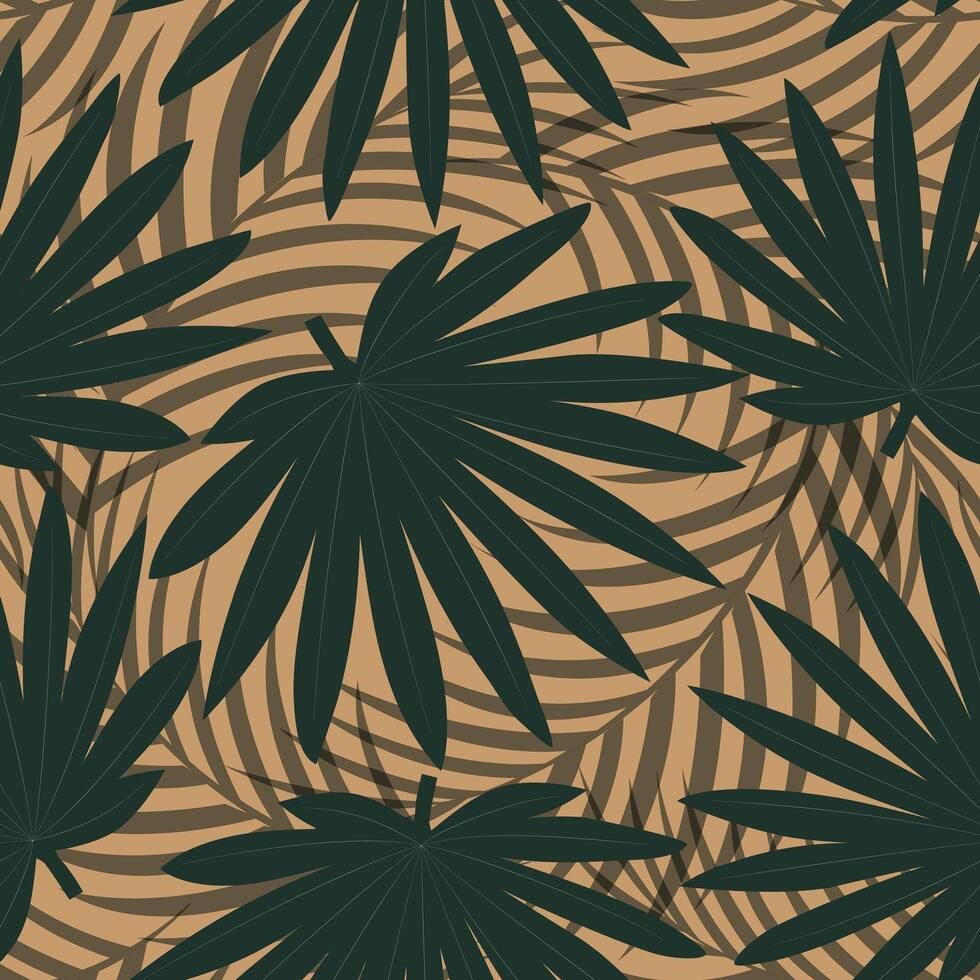 sin costura modelo con mano dibujado tropical palma hojas en beige antecedentes. vector