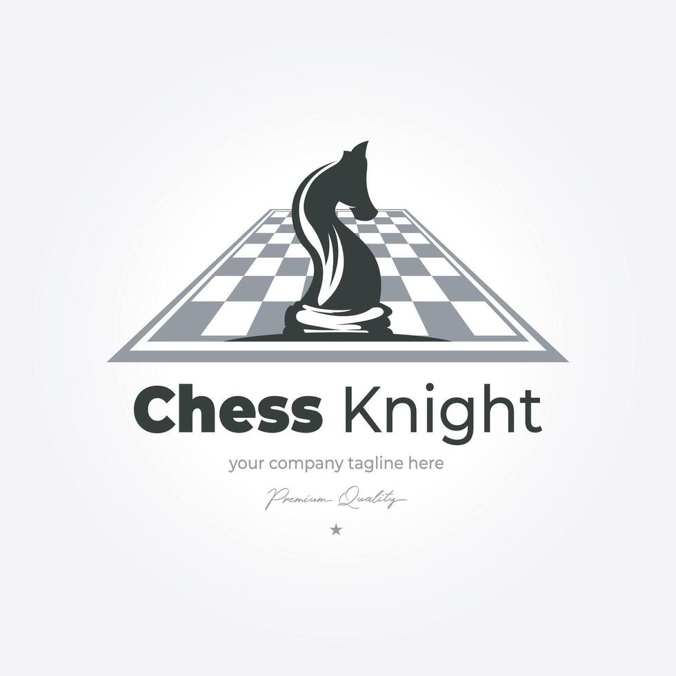 chess knight on chessboard vintage vector design icon logo template