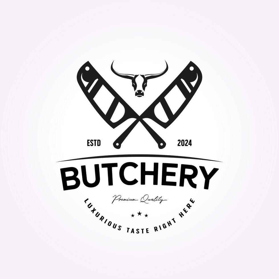 retro vintage flat butcher shop logo. meat knife template vector illustration design