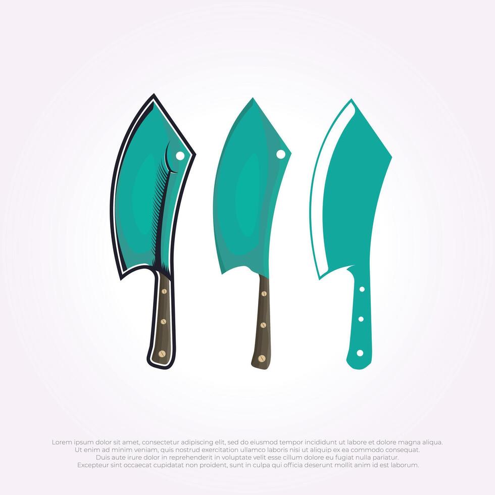 conjunto vector Clásico modelo Carnicero cuchillo icono logo. ilustración diseño elemento de cuchillo cocina retro