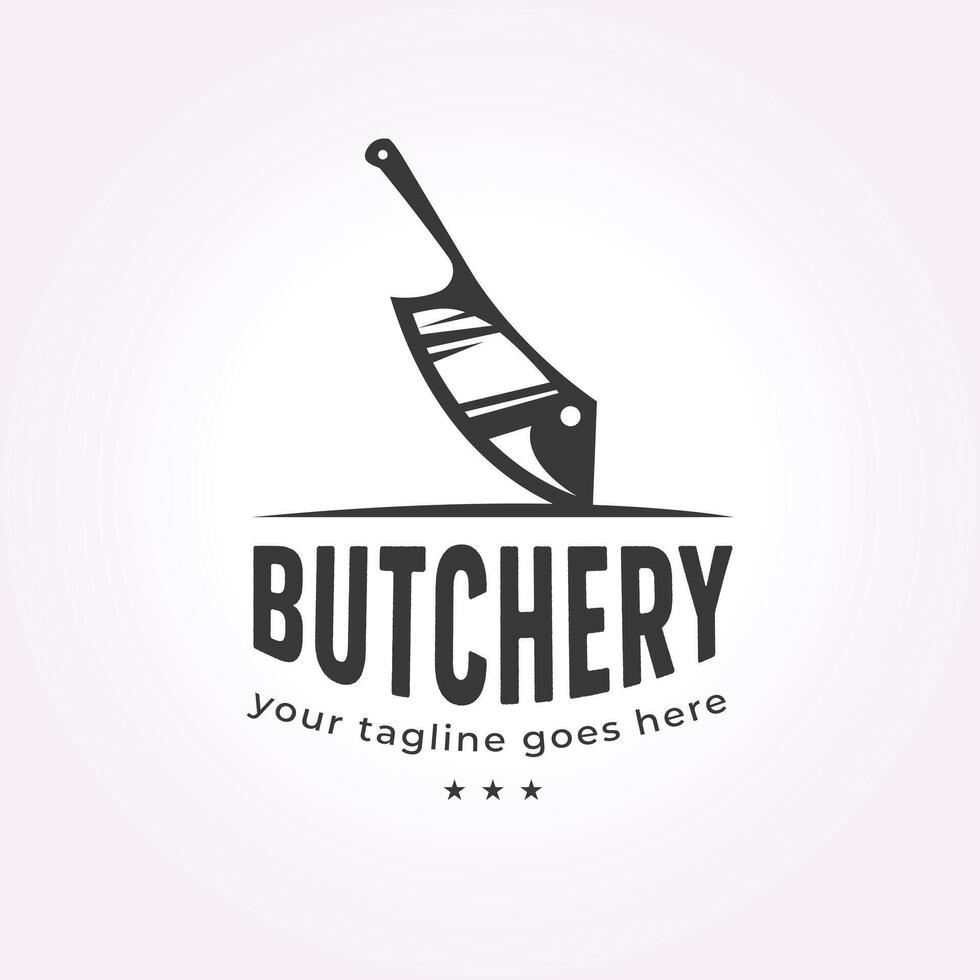 butcher knife logo icon vector vintage. illustration design of bbq restaurant retro
