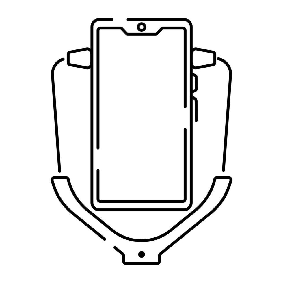 Vector isolated medical line icon. Smartphone icon with stethoscope, digital online medical care and doctor appointment.