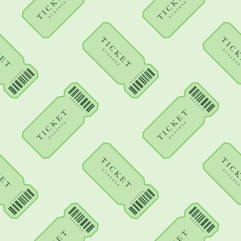 Ticket flat design seamless pattern. Cinema ticket icon seamless pattern background. Admit one coupon entrance vector illustration. Ticket symbol pattern.