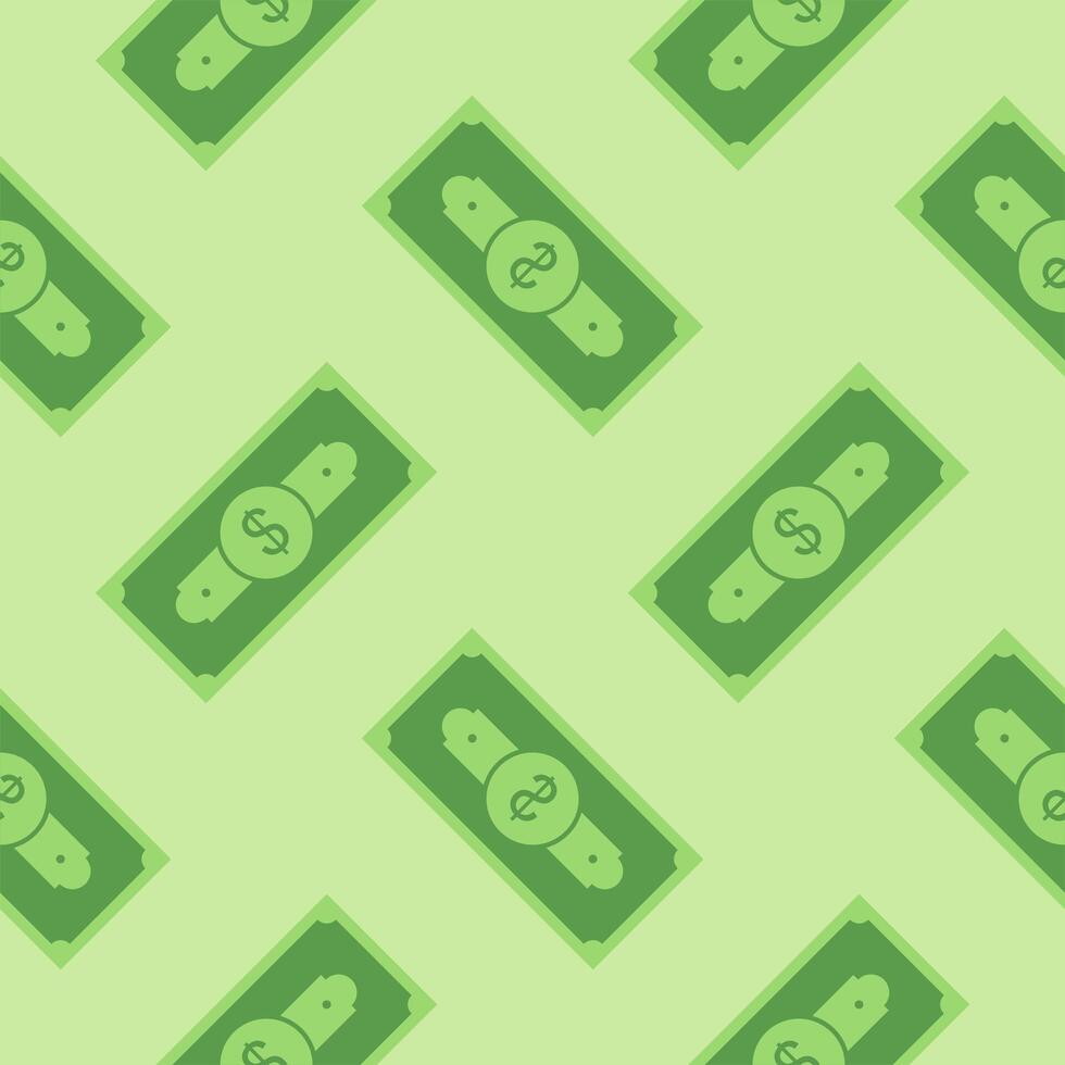 banknote seamless pattern flat design vector illustration. Exchange cash vector illustration on green isolated background. Banknote bill seamless pattern business concept