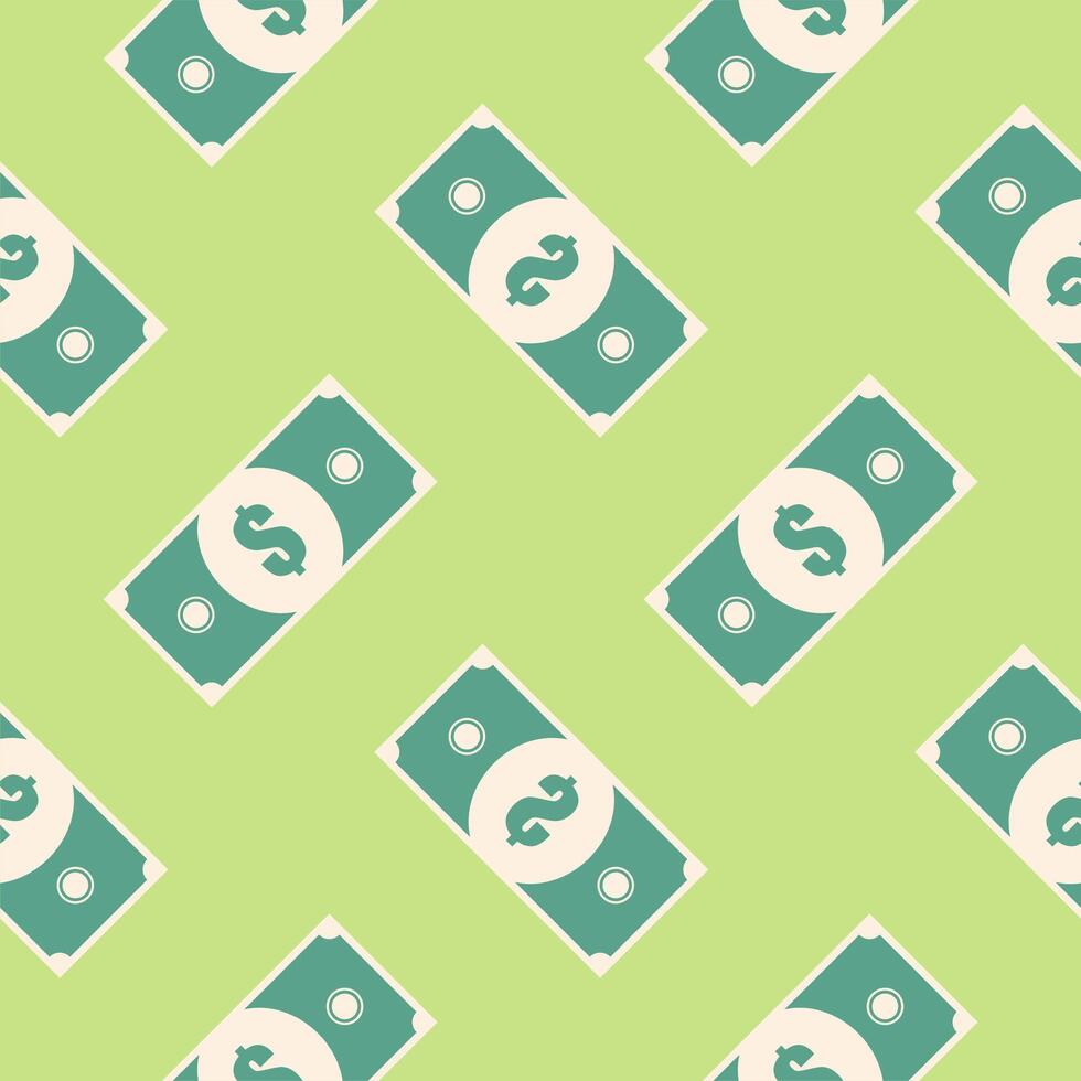 banknote seamless pattern flat design vector illustration. Exchange cash vector illustration on green isolated background. Banknote bill seamless pattern business concept