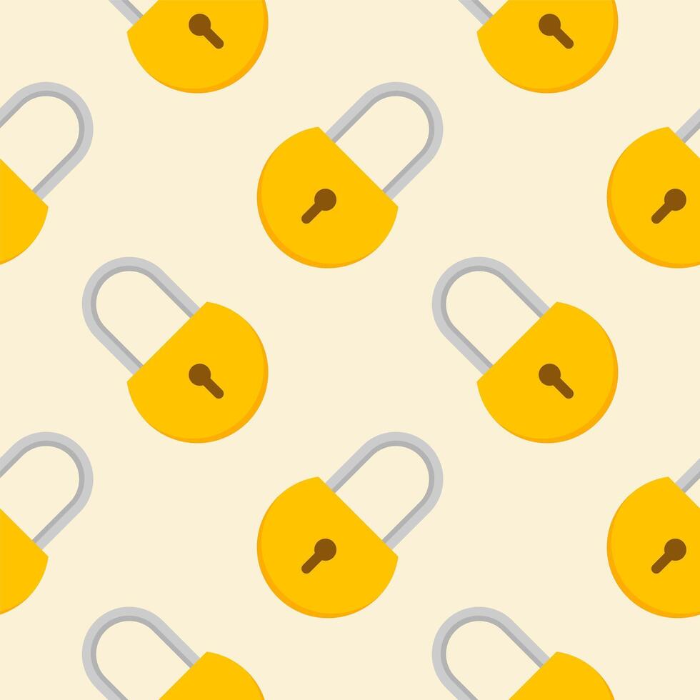 Yellow padlocks. Seamless pattern with colorful locks on a color background. Lock sign seamless pattern background. Business concept vector illustration. Padlock locker symbol pattern.