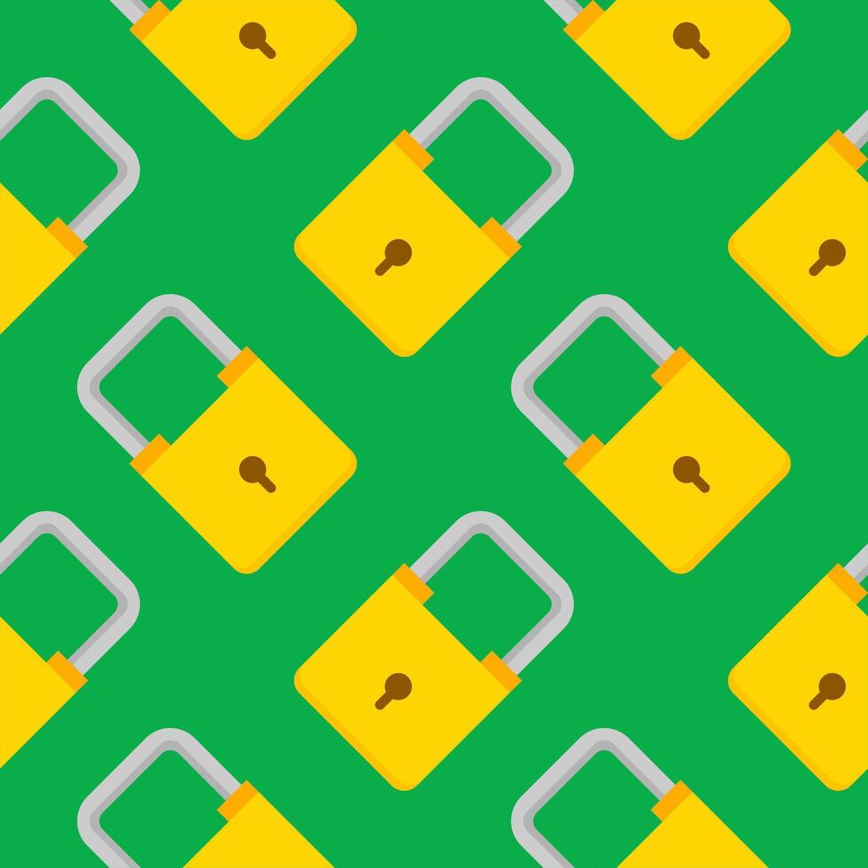 Yellow padlocks. Seamless pattern with colorful locks on a color background. Vector Cyber attack security pattern seamless with keylock