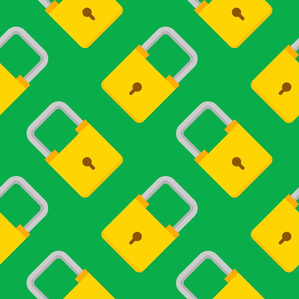 Yellow padlocks. Seamless pattern with colorful locks on a color background. Vector Cyber attack security pattern seamless with keylock