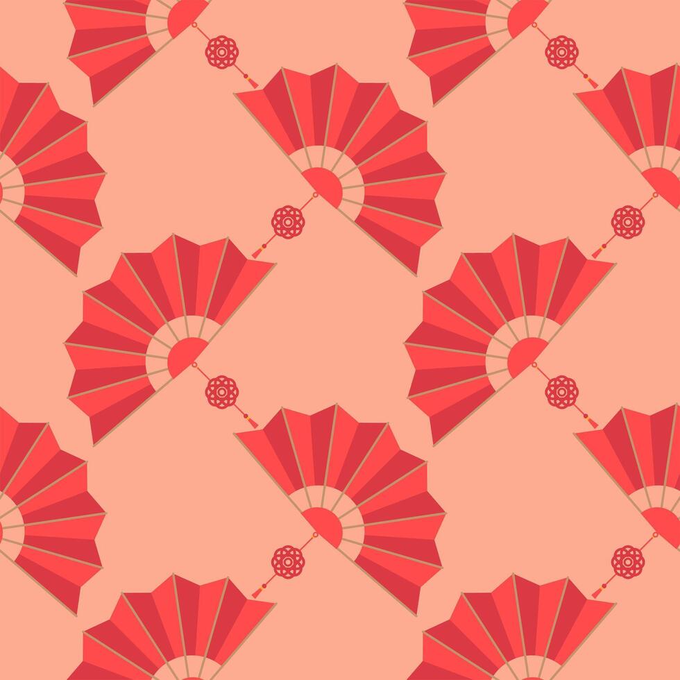 asian folding paper fans seamless pattern vector illustration. Asian hand fan. Traditional fan seamless pattern isolated on color background, paper folding pattern of fans