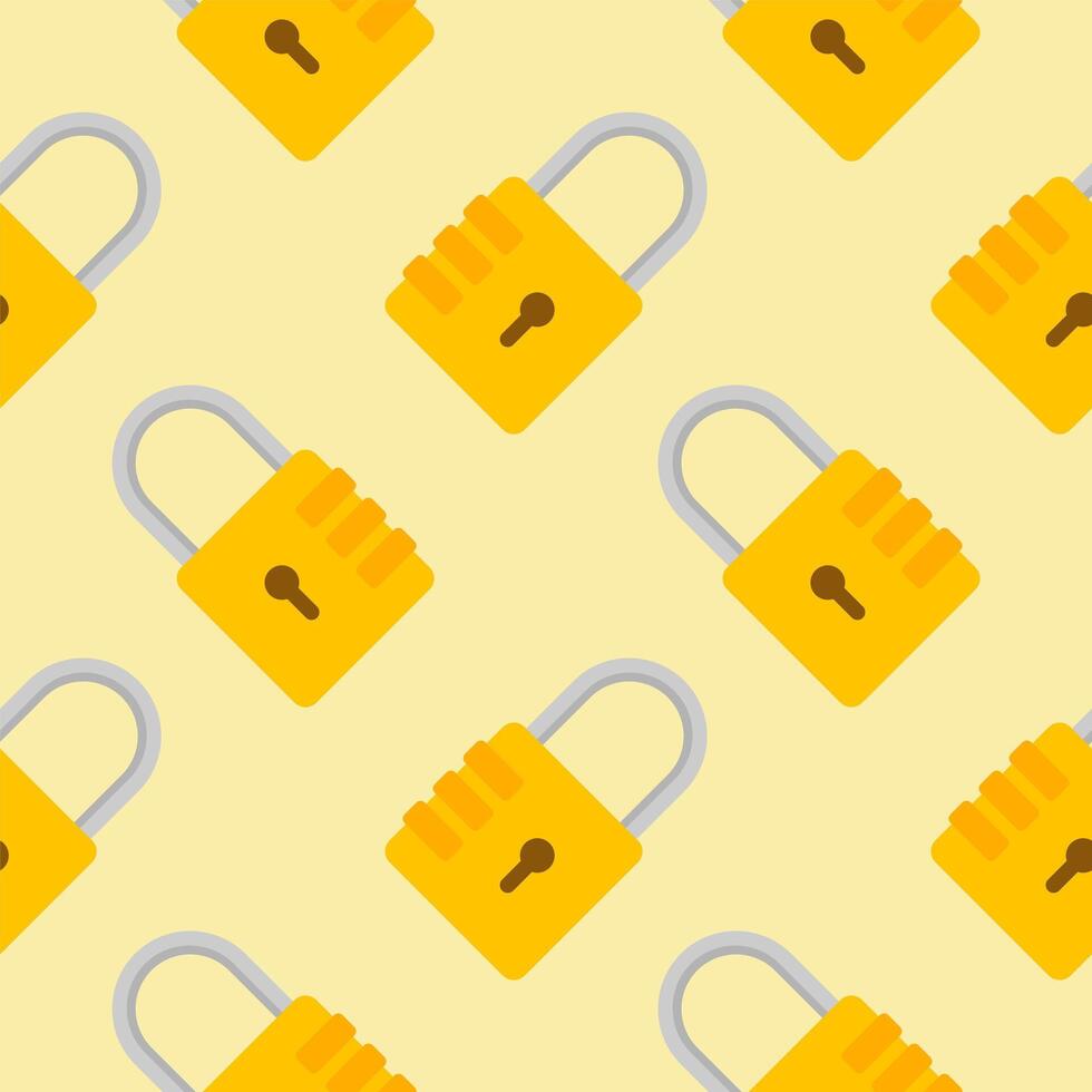 Yellow padlocks. Seamless pattern with colorful locks on a color background. Lock sign seamless pattern background. Business concept vector illustration. Padlock locker symbol pattern.