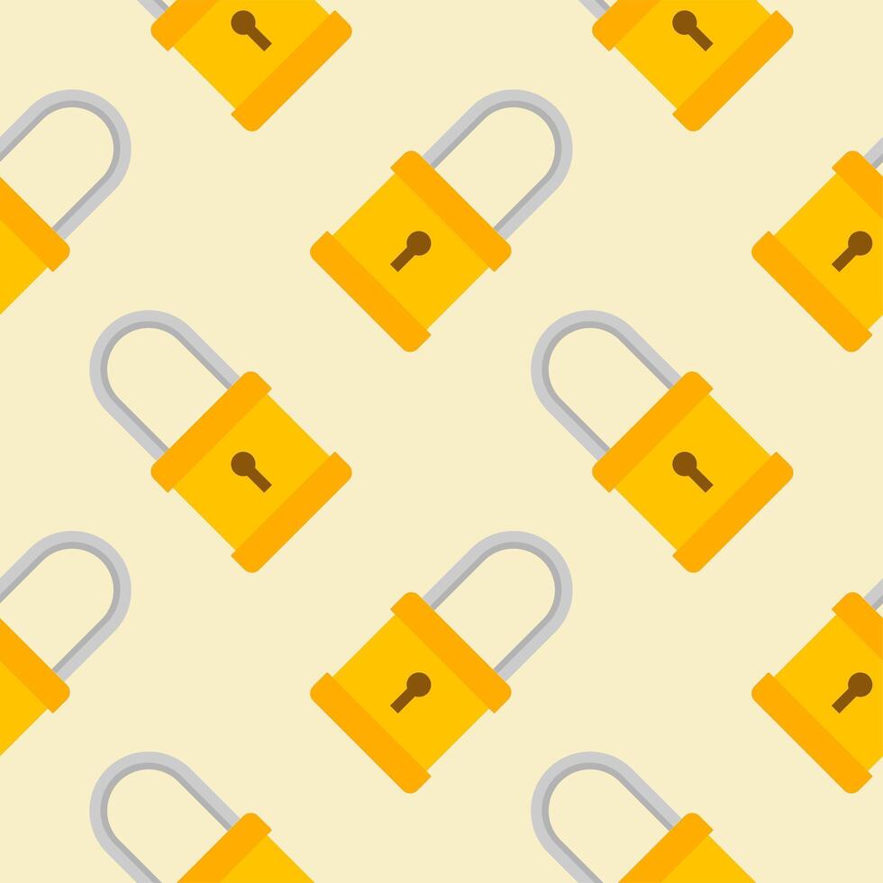 Yellow padlocks. Seamless pattern with colorful locks on a color background. Lock sign seamless pattern background. Business concept vector illustration. Padlock locker symbol pattern.
