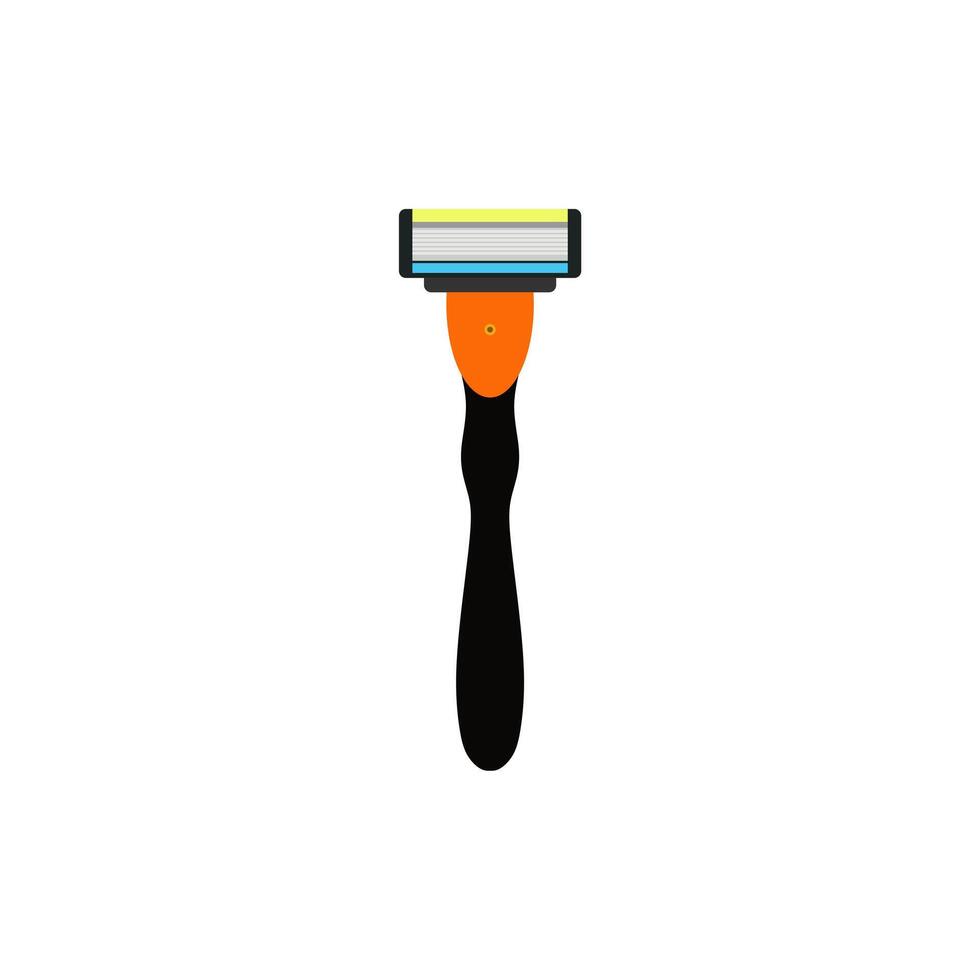 Safety razor flat design vector illustration. Cartoon isolated metal shaver with sharp blade to shave and care male and female skin in bathroom, grooming tool for beard, zero waste reusable razor