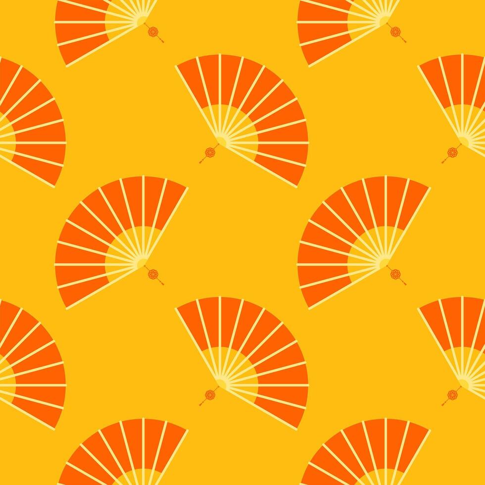 asian folding paper fans seamless pattern vector illustration. Asian hand fan. Traditional fan seamless pattern isolated on color background, paper folding pattern of fans