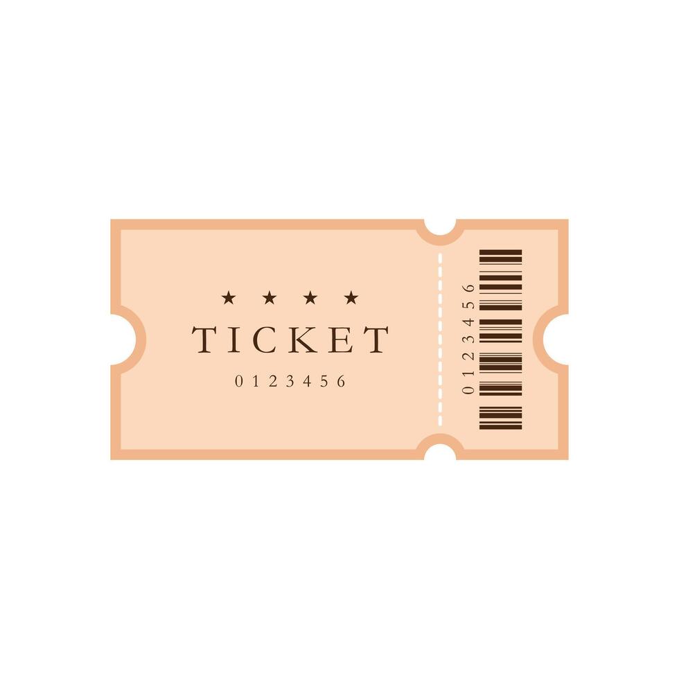 ticket flat design vector illustration. Vintage paper admit one and ticket samples icon.