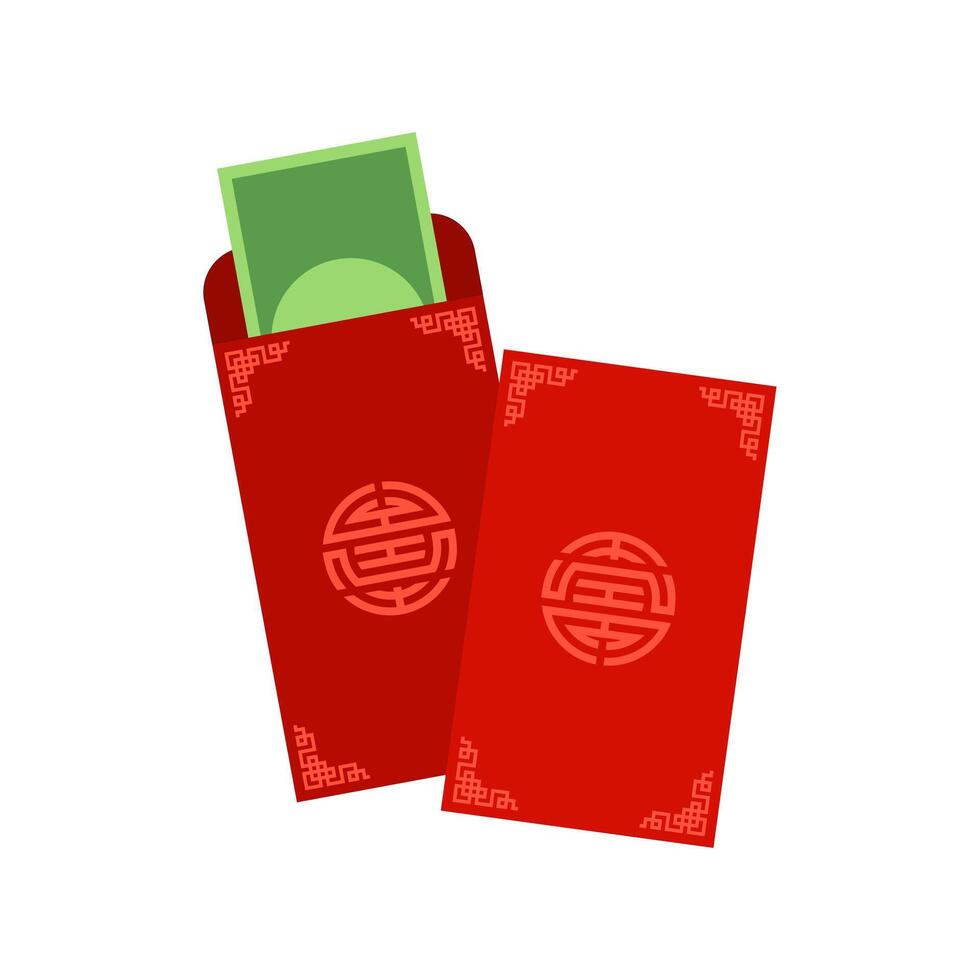 chino angpao vector ilustración. tradicional rojo sobre con monedas, dinero para chino nuevo año, cumpleaños, Boda y otro vacaciones. plano ilustración.