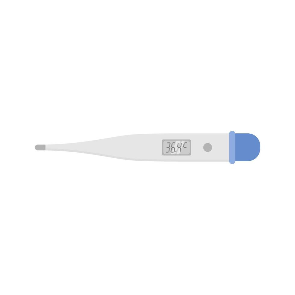 thermometer flat design vector illustration. Glass medical digital thermometer for fever measurement diagnostic. logo pictogram for medical and healthcare. Medical measuring device icon.