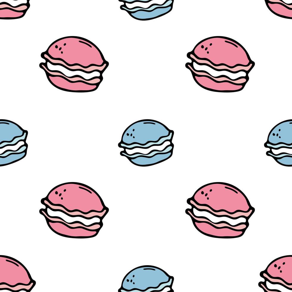 Colorful macaroons seamless pattern background. Vector illustration