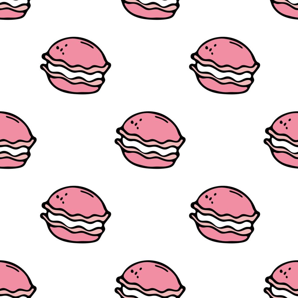 Seamless pattern with pink macaroons background vector