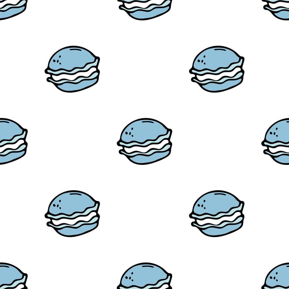 Seamless pattern with blue macaroons background vector