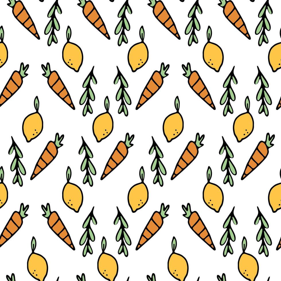 Background seamless pattern with lemon and carrot vector
