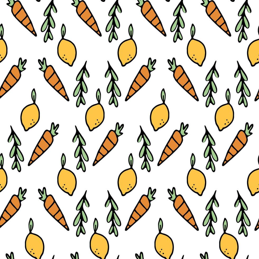 Background seamless pattern with lemon and carrot vector